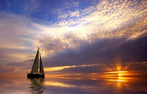 sailboat at sunset